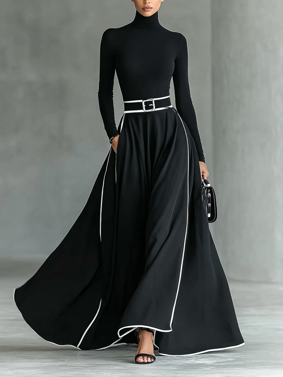 Vestido Valeria - Cuello alto, elegante con cintura ajustada