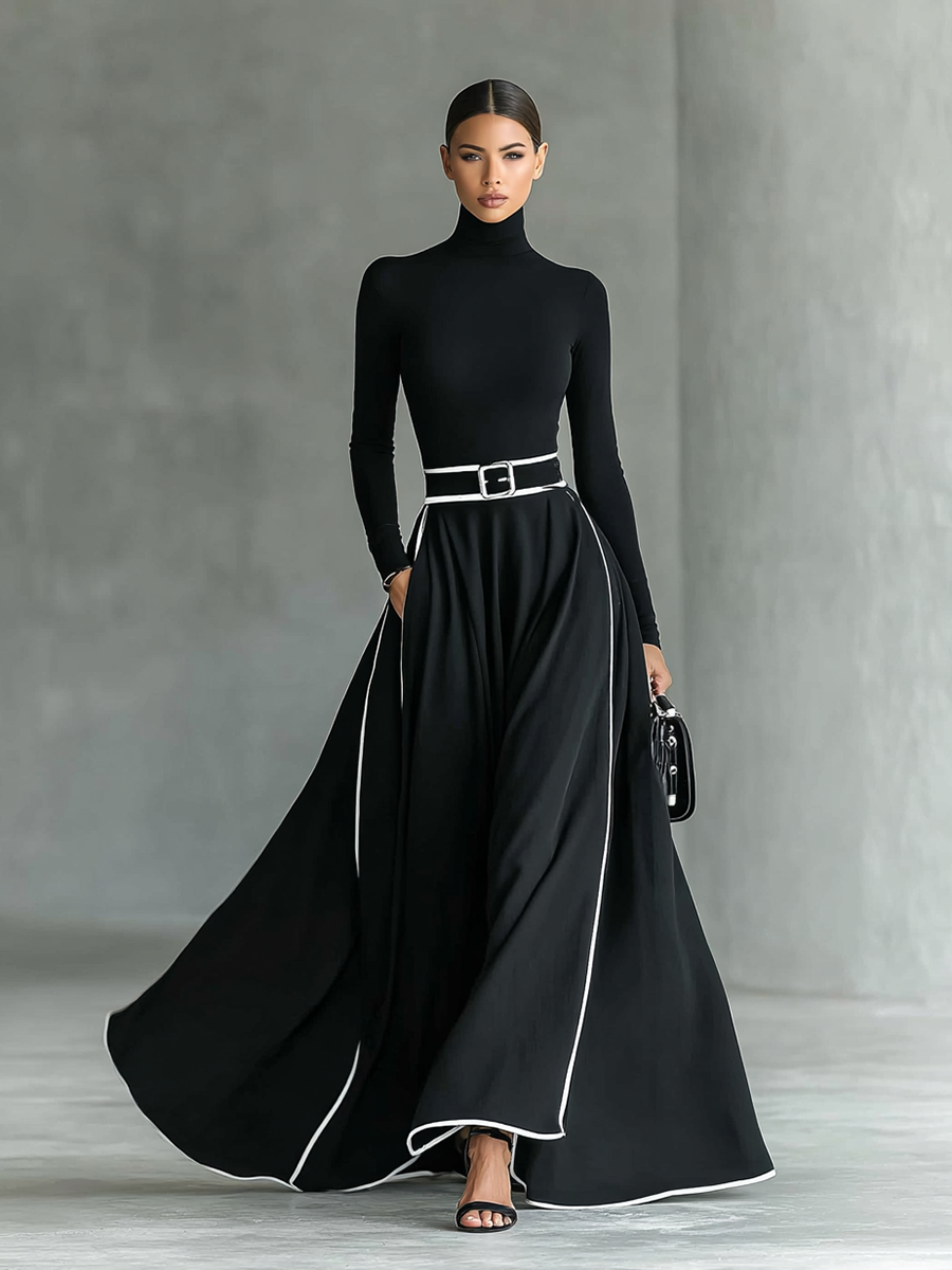 Vestido Valeria - Cuello alto, elegante con cintura ajustada