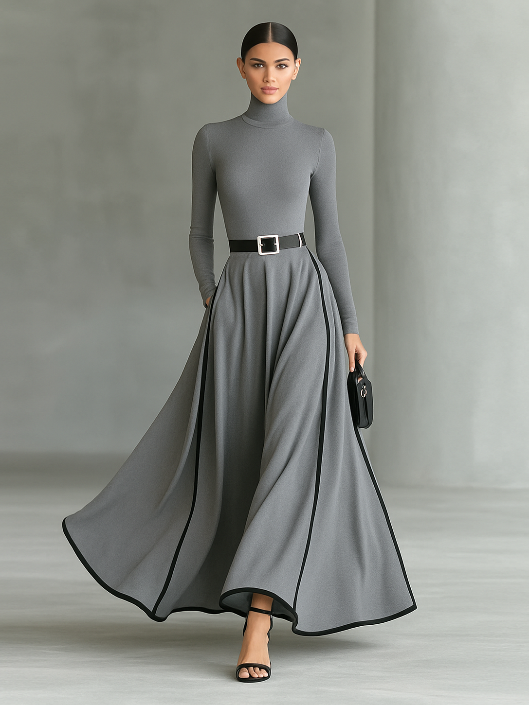 Vestido Valeria - Cuello alto, elegante con cintura ajustada
