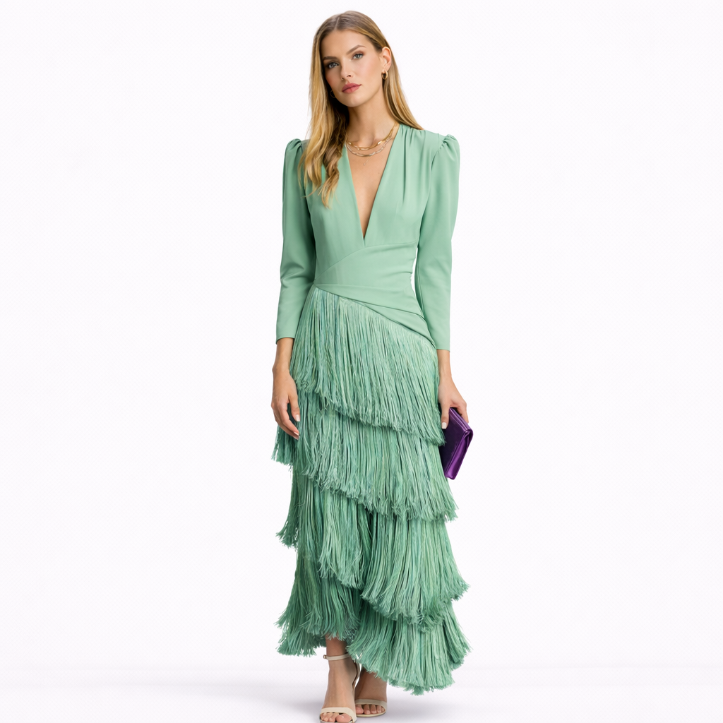 CAMILLA™ | ELEGANTE VESTIDO MIDI CON MANGAS CON FLECOS