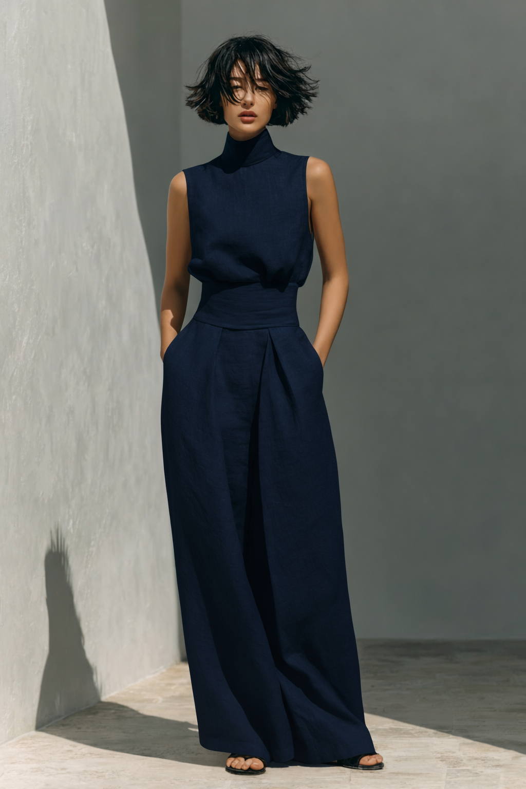 Nelly - Conjunto de Blusa y pantalón de Lino y Algodón