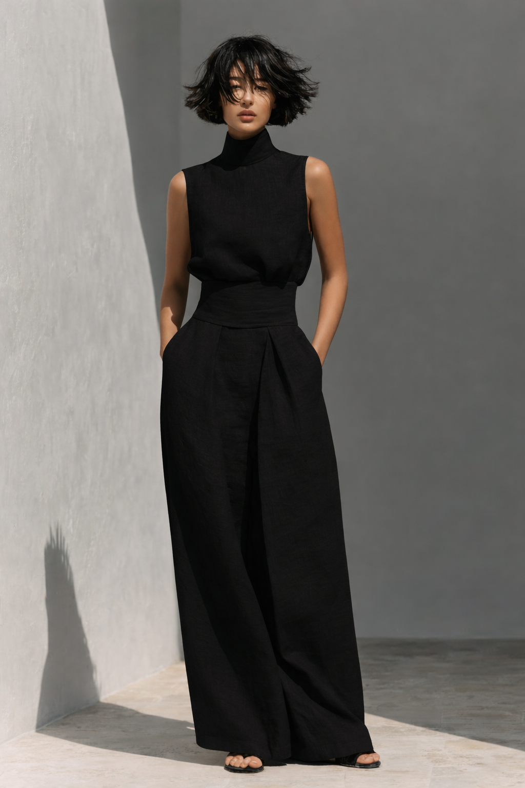 Nelly - Conjunto de Blusa y pantalón de Lino y Algodón