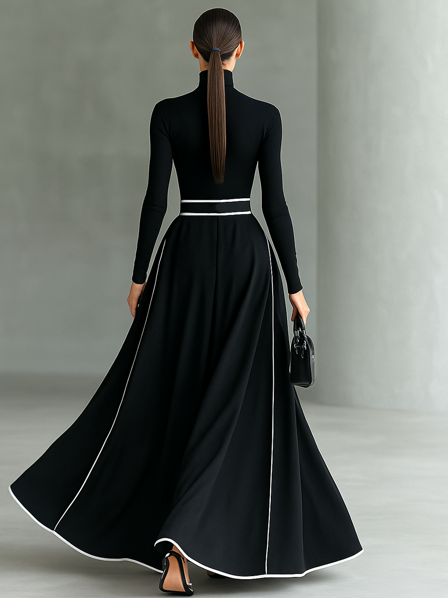 Vestido Valeria - Cuello alto, elegante con cintura ajustada