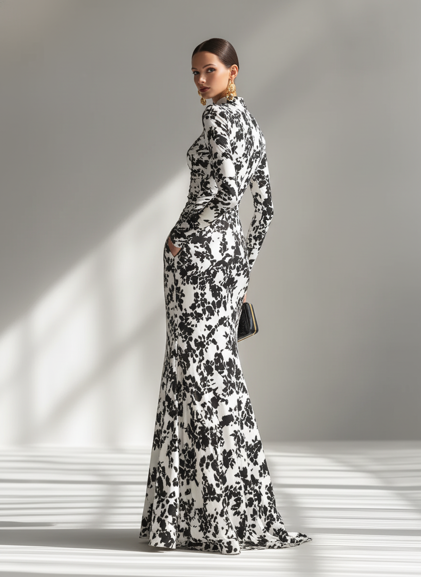 Amanda - Vestido cruzado elástico con estampado para mujer