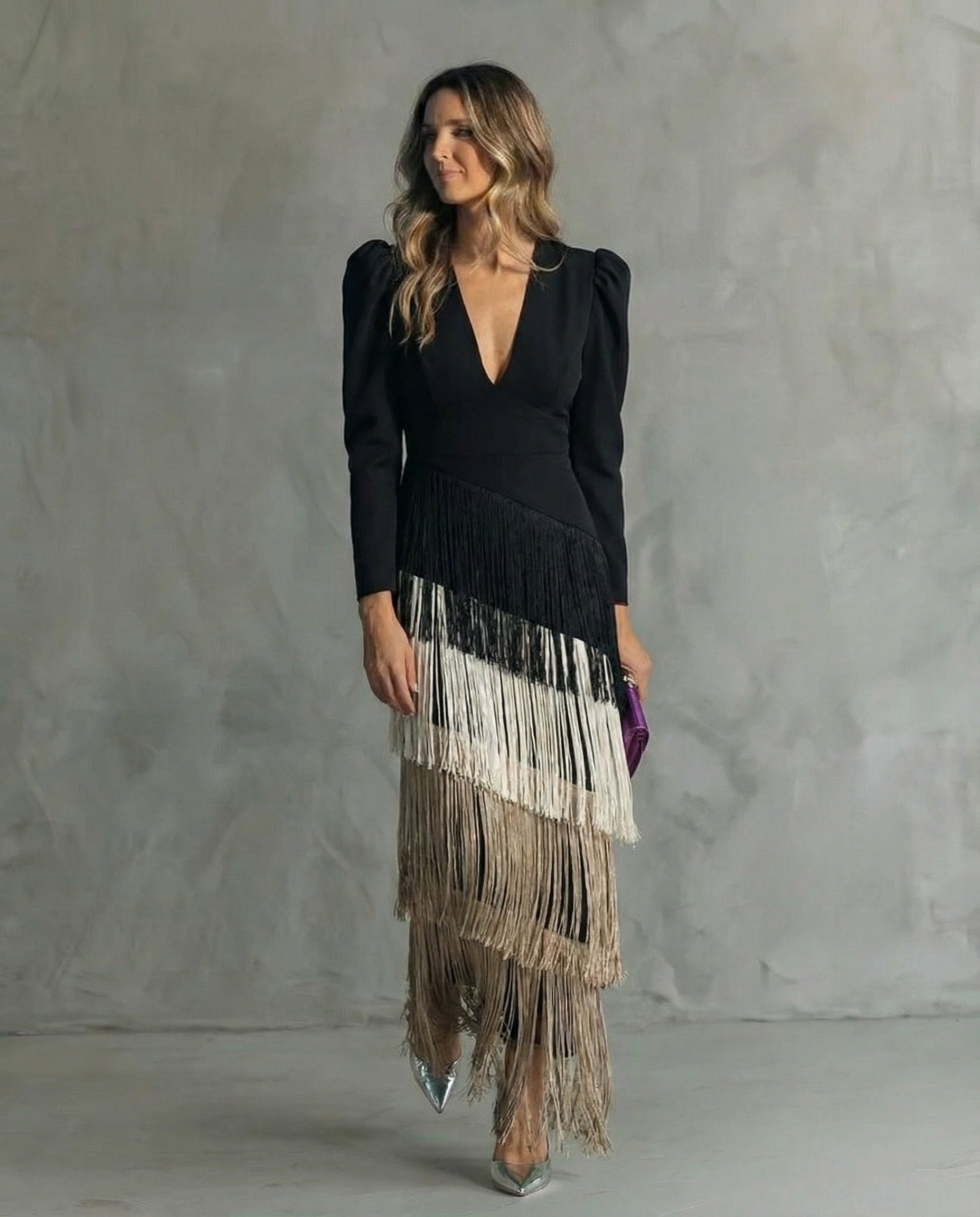 CAMILLA™ | ELEGANTE VESTIDO MIDI CON MANGAS CON FLECOS